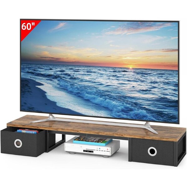 Large 45" TV Riser with Fabric Drawers for 32-60 Inch TVs