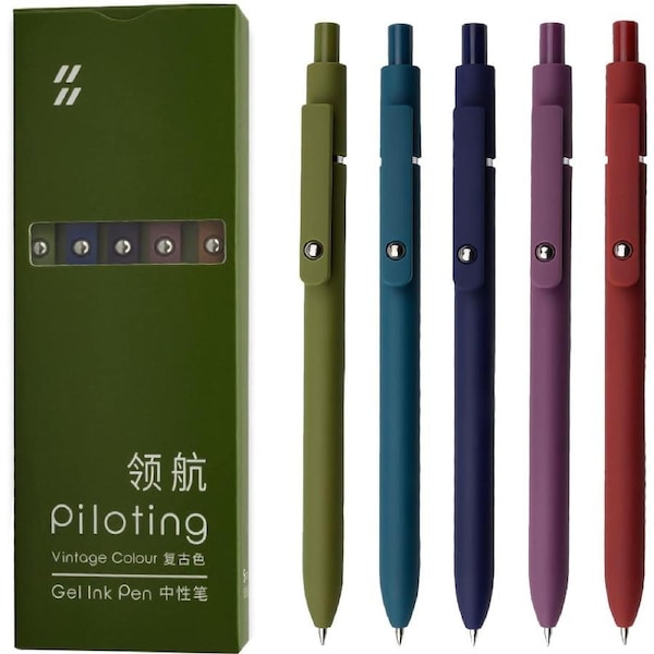 Gel Pens 5 Pcs Fine Point Black Ink Smooth Writing