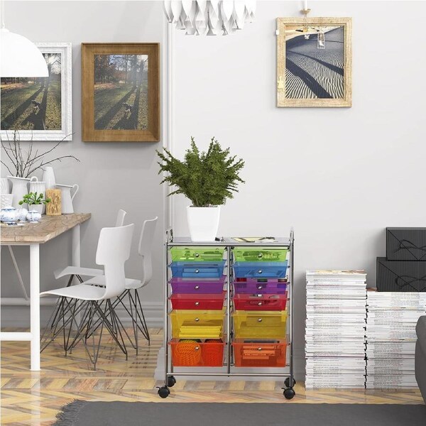 Multicolor 12 Drawer Rolling Storage Cart