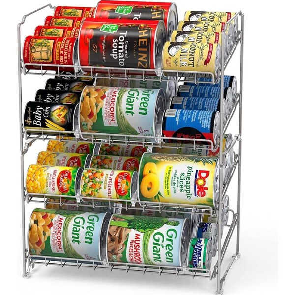 2 Pack Stackable 2 Tier Can Rack Organizer Silver