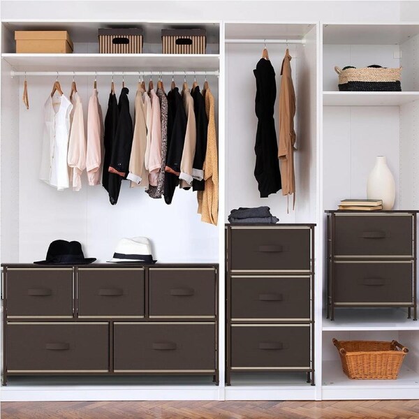 Brown Bedside Table with 2 Drawers Nightstand Dresser