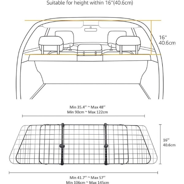 Adjustable Dog Car Barrier 41cm Black AmazonBasics
