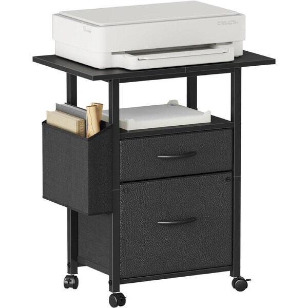 Mobile File Cabinet with 2 Drawers and Extended Tabletop