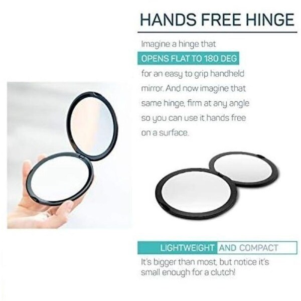 Compact Magnifying Mirror 1x/10x for Purses Double Sided 10cm