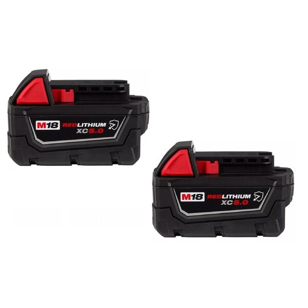 BRAND NEW GENUINE MILWAUKEE M18 5.0AH BATTERIES X 2 48-11-1850R (M18B5)