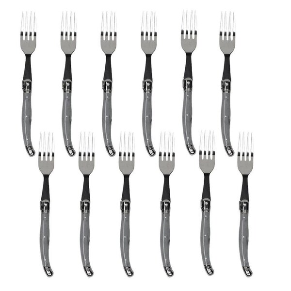 12pc Laguiole Etiquette Stainless Steel Fork Set 22.5cm Marble Grey