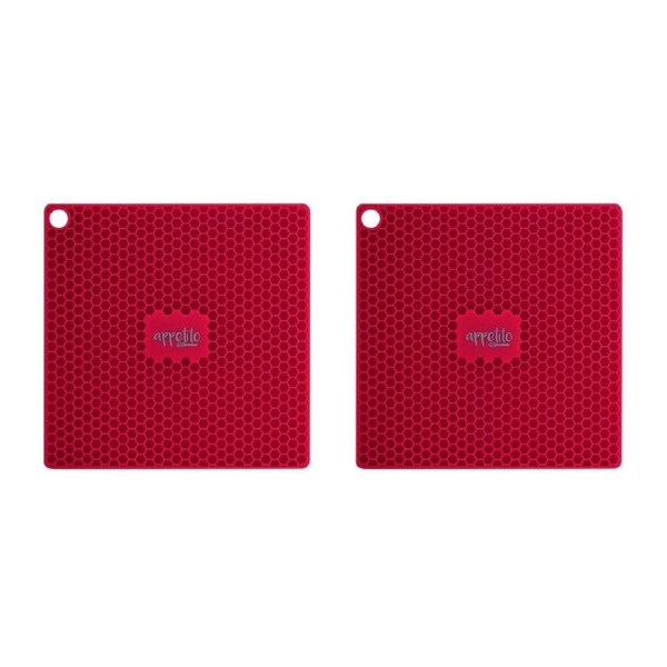 2x Appetito Silicone Square Trivet Table Surface Protector Mat/Pad 17.3cm Red