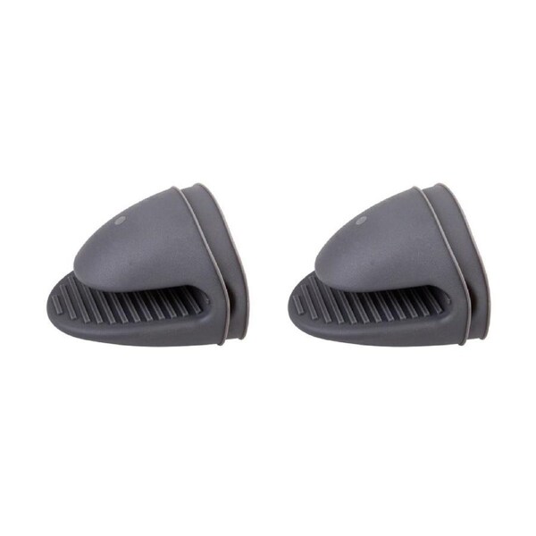 2x 2pc Appetito Heat Resistant Silicone Oven Mitts w/ Ridgid Grips Set Grey