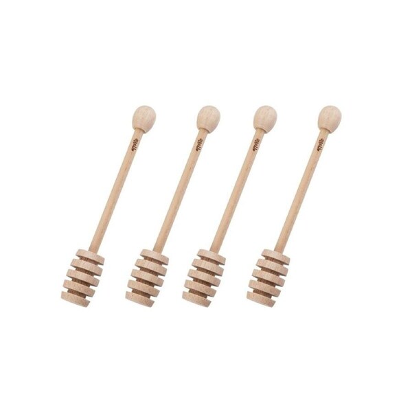 4x Appetito Wood Honey Dipper Syrup Drizzler Stick Rod Home Kitchen Server