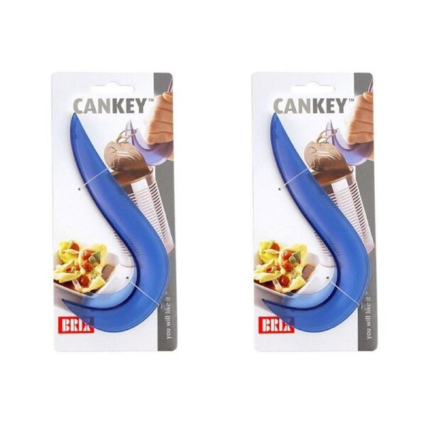 2x Brix Cankey Kitchen Easy Ring Pull Plastic Can/Tin Opener/Lid Remover Blue
