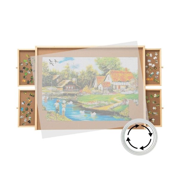 Social Hike Puzzle Board 1500 pcs - Rotating Tabletop with 4 Drawers and Cover
