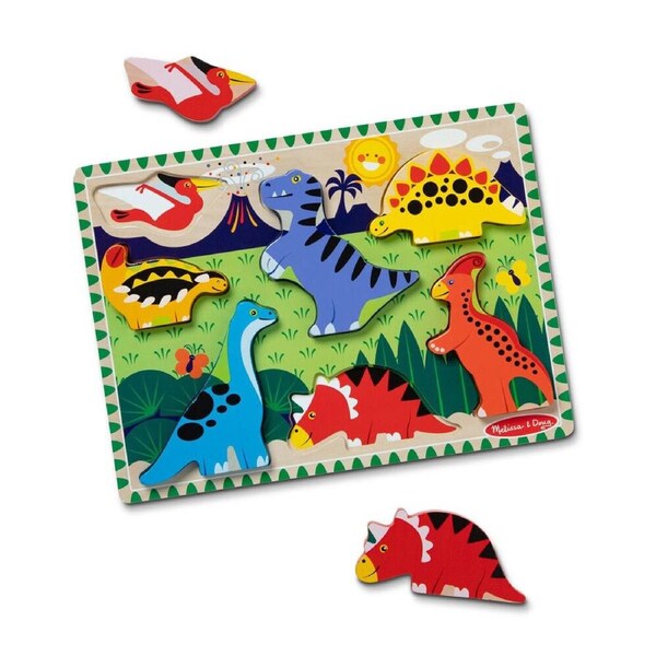 Melissa & Doug Dinosaurs Chunky Puzzle Extra Thick Wooden Kids Jigsaw 2y+