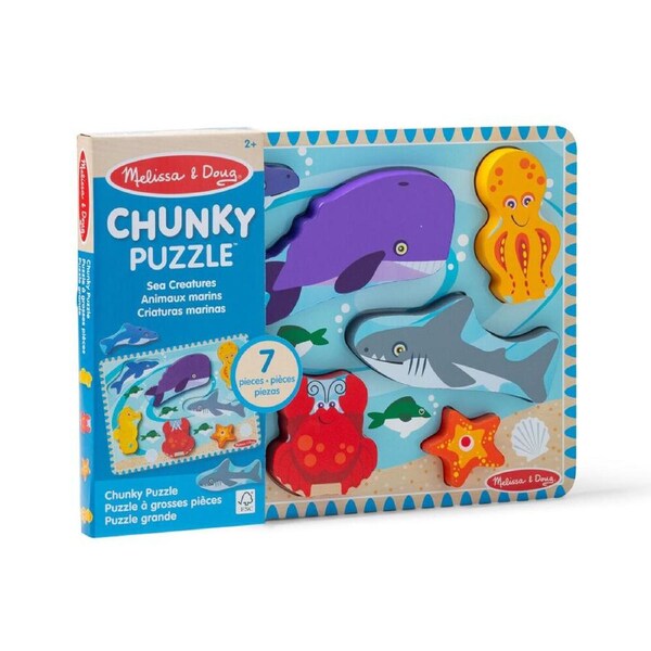 Melissa & Doug Sea Life Chunky Puzzle Extra Thick Wooden Kids Jigsaw 2y+