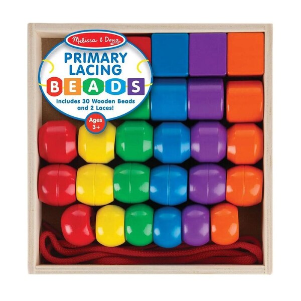 Melissa & Doug Primary Lacing Beads Wooden Childrens Toy Multi-Colour 3y+
