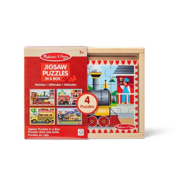 Melissa & Doug Vehicles Puzzles In A Box Wooden Kids Toy Jigsaw 3y+