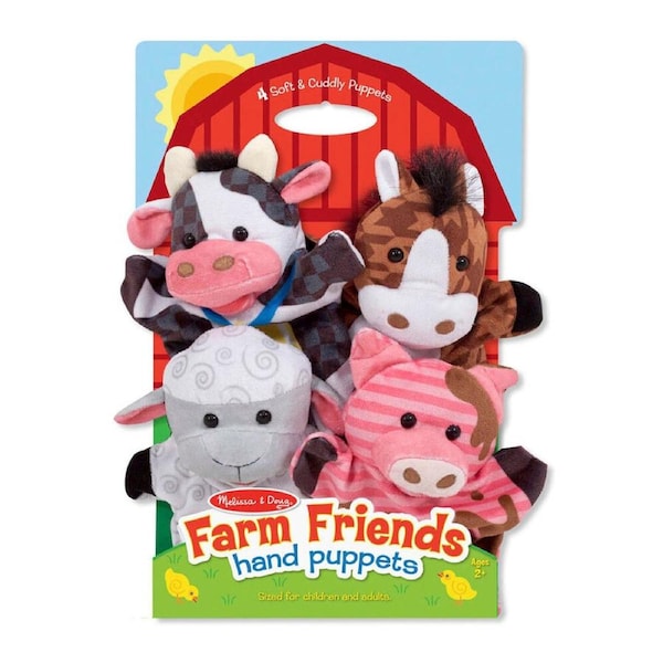 4pc Melissa & Doug Hand Puppets - Farm Friends Kids Toy Role Play Game 2y+