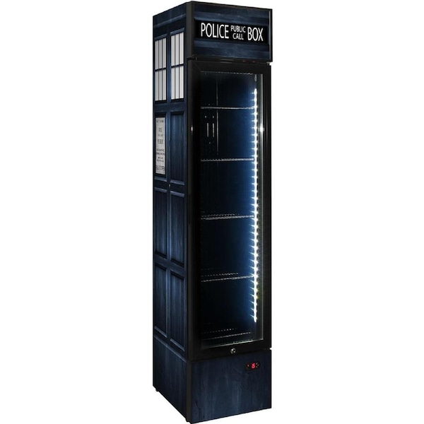 Branded Skinny Upright Bar Fridge With Police Box Design