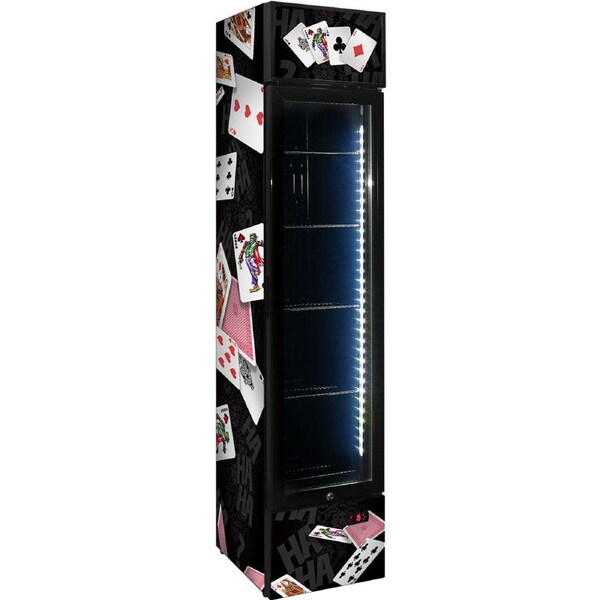 Branded Skinny Upright Bar Fridge With 'Joker' Playing Card Design