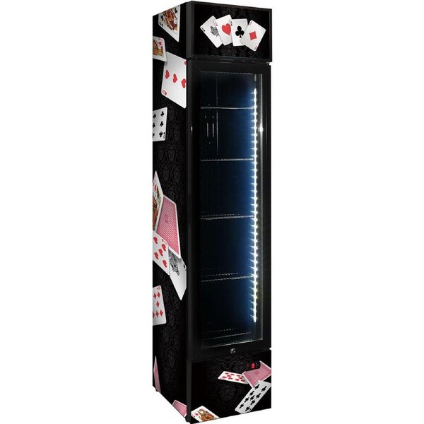 Branded Skinny Upright Bar Fridge With Playing Card Design