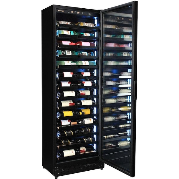 Upright Super Slim Depth Quiet Glass Front Wine Fridge 5x LED Color Options