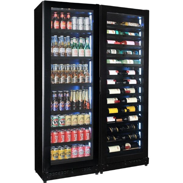 Upright Slim Depth Quiet Glass Front Beer And Wine Fridge 5x LED Options