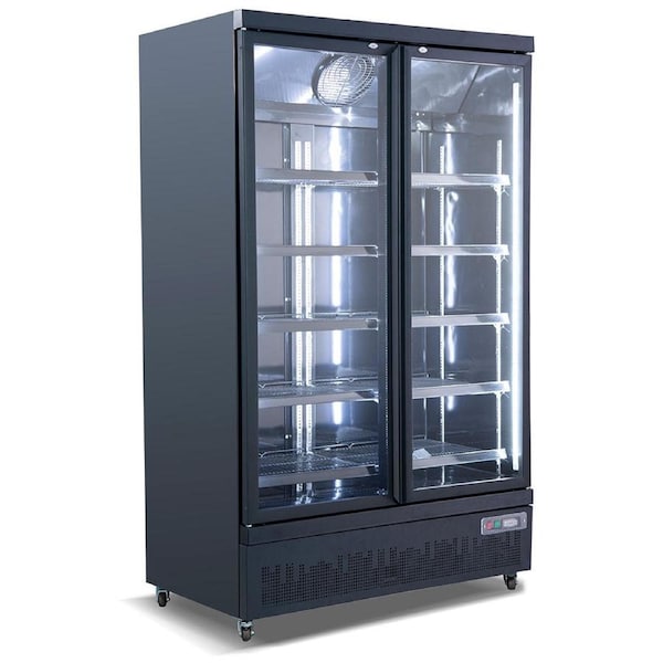 Commercial Upright 2 Door Black Freezer