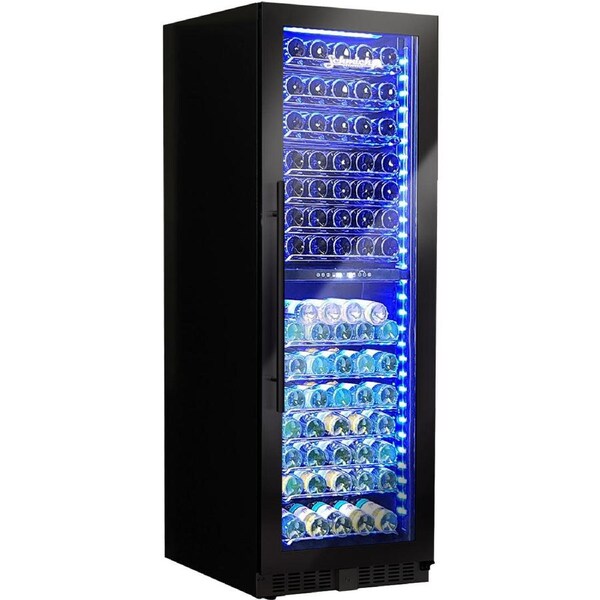 Schmick Black Upright Black Glass Door Dual Zone Wine Refrigerator