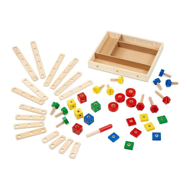 48pc Melissa & Doug Construction Set in a Box Wooden Kids Toy Building Kit 4y+
