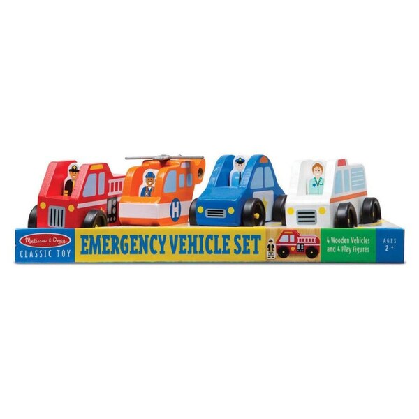 Melissa & Doug Emergency Vehicle Set Wooden Childrens Toy 5inch 3y+