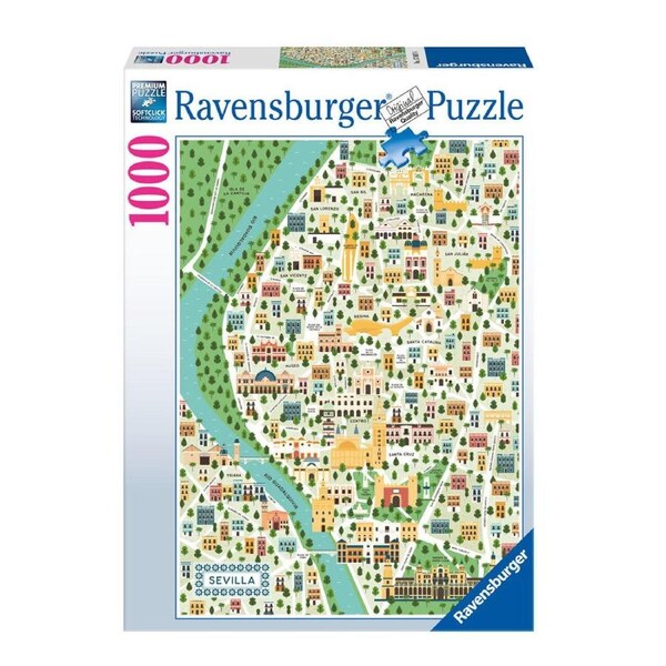 1000pc Ravensburger Map Of Seville Spain Puzzle Wooden Premium Jigsaw