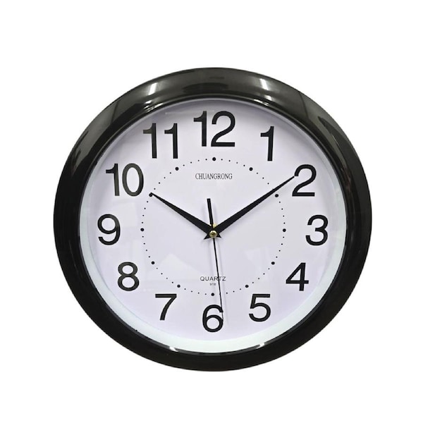 Concise Silent Non-Ticking Wall Clock Quartz- Black 30cm