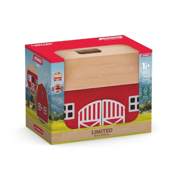 Schleich Retro Farm Building Wooden 35.6 x 23.6 30cm Vinyl Kids Toy Red 3y+