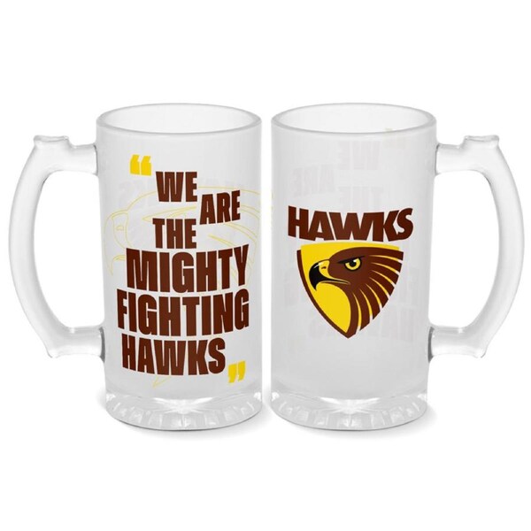 Hawthorn Hawks AFL Aussie Rules 500ml Frosted Drink Glass Stein