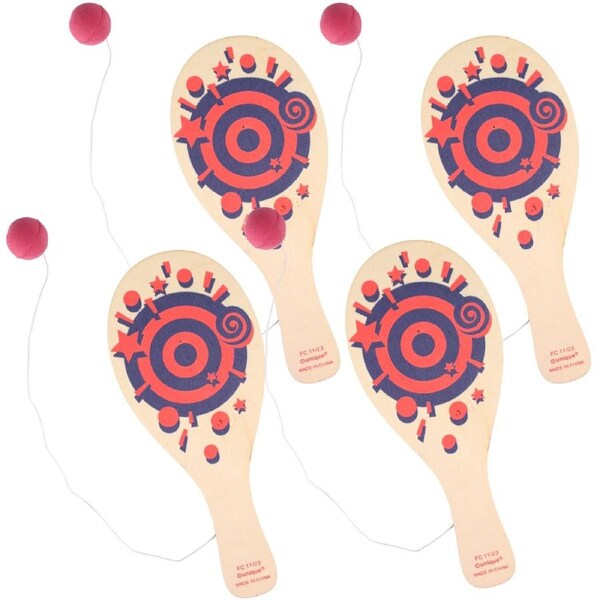 Colourful Wooden Paddleball Toys (Pack of 4)