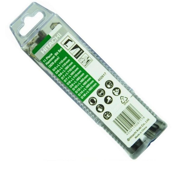 HITACHI SDS PLUS ROTARY HAMMER DRILL BIT SET 11 PIECE