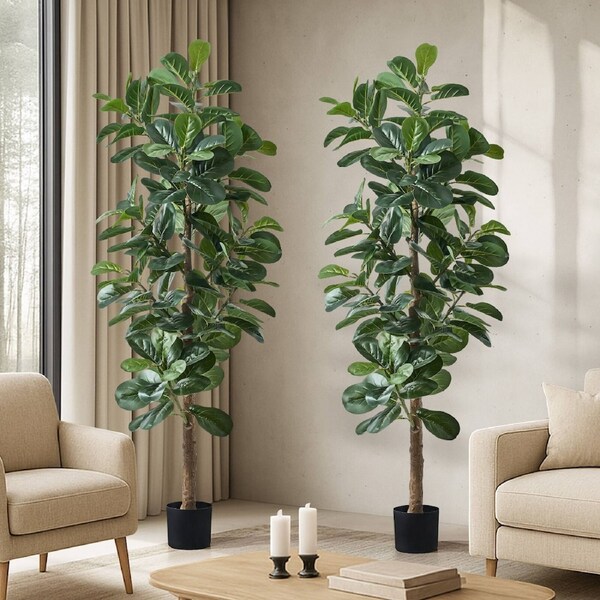 Livsip 2x Artificial Fiddle Leaf Fig Tree Lifelike Faux Plants Home Decor 180cm