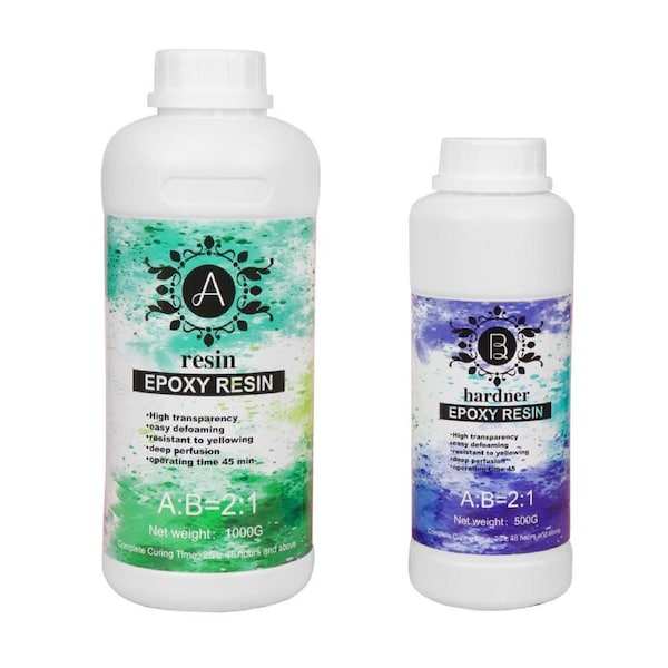 Bella Arte Epoxy Resin 2:1 Ratio Casting Super Clear Craft Coating Paste AB Liquid Art Kit 1.5L