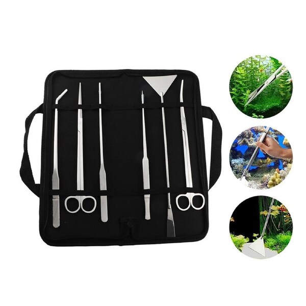 Cora Aquarium Tool Kit Aquatic Plant Tweezers Scissors Tongs Spatula Tank Aquascaping 6pcs