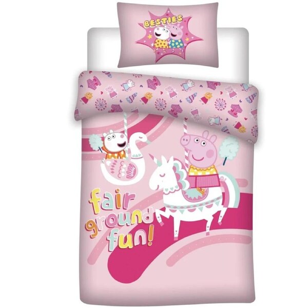 Peppa Pig Fair Ground Fun Cotton Quilt Cover Set - Single Bed Size