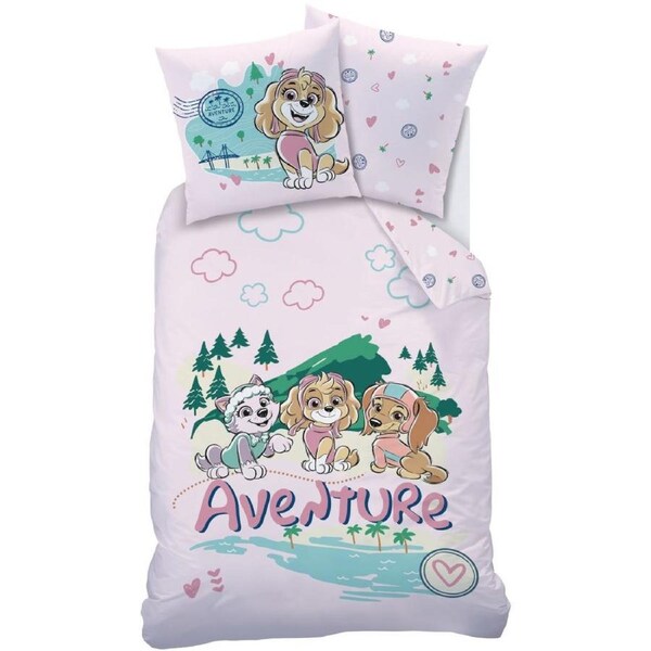Paw Patrol Pink Friends Adventure Cotton Quilt Cover Set - Single Bed Size
