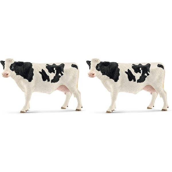 2PK Schleich Holstein Cow Hand-painted Vinyl Figure Toy Black/White 3y+