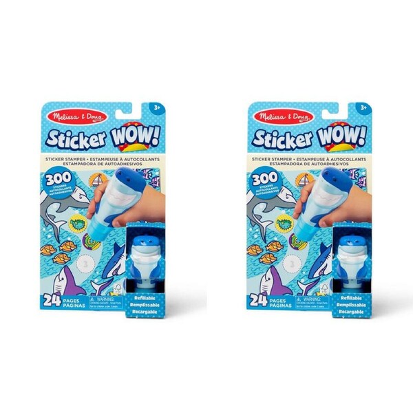 2PK Melissa & Doug Sticker WOW! Activity Pad Stamper Set - Shark Kids Toy 3y+