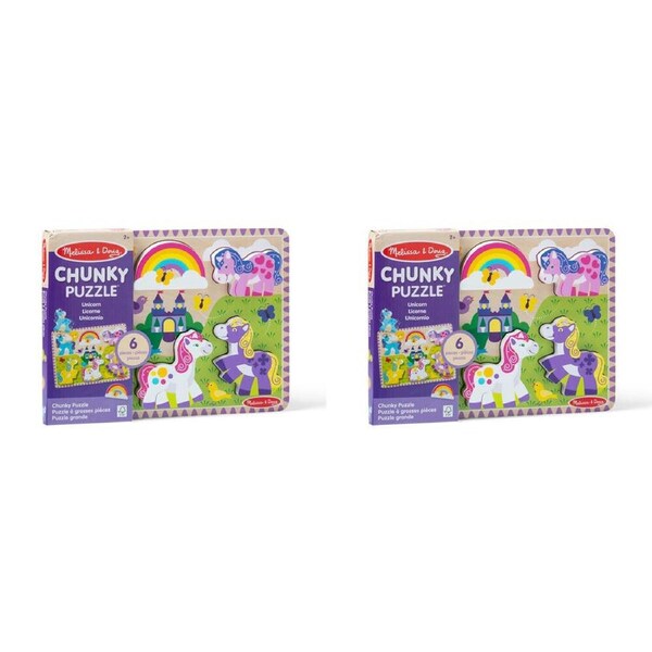 2PK Melissa & Doug Unicorn Chunky Puzzle Extra Thick Wooden Kids Jigsaw 2y+
