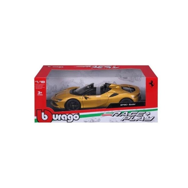 Bburago Race and Play 2021 Ferrari SF90 Stradale Spider 1:18 Scale Diecast Vehicle