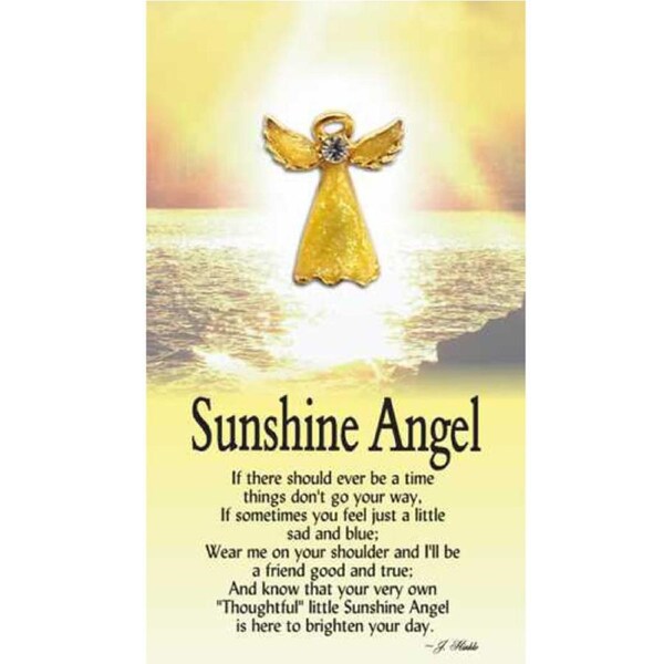 Thoughtful Little Angel Card Sunshine 688 and Angel Pin with Austrian Crystals