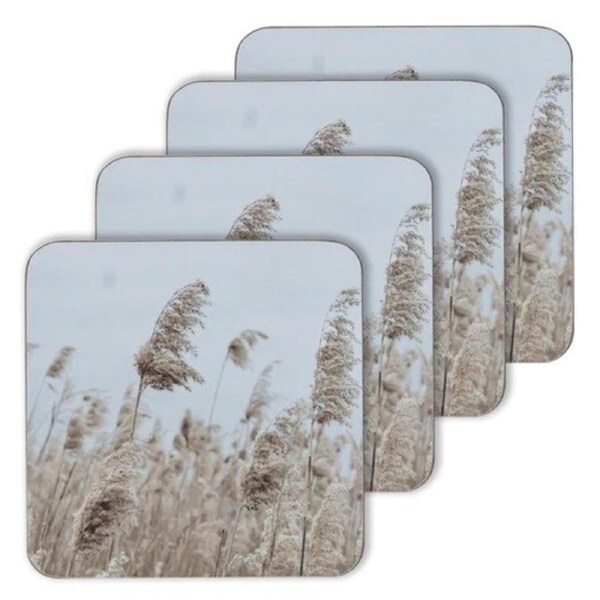 Ashdene Dining Kitchen Hardboard Wheat Cork Back Coasters Set 4