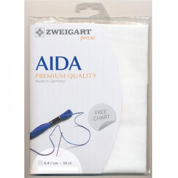 Zweigart Cross X Stitch Aida Cloth 16 Ct Antique White 48x53cm Fabric