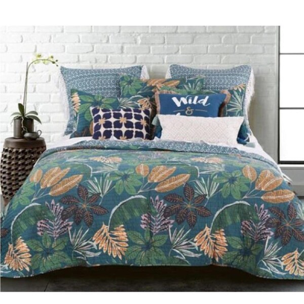 Patchwork Bed Quilt Beckett Coverlet King Single Size 195x235cm