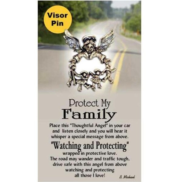 Thoughtful Little Angel Card Protect My Family 9234 & Angel Pin with Austrian...