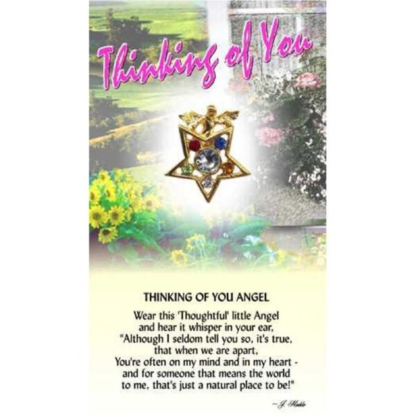 Thoughtful Little Angel Card Thinking Of You 700 Angel Pin with Austrian Crystals